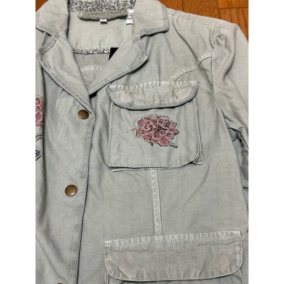Urban Tribe Floral Embroidered Utility Jacket Green Size Small NWT - Picture 3 of 11